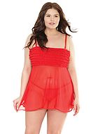 Babydoll med volangprydd byst, plus size